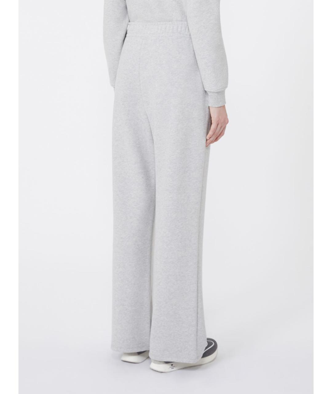 WEEKEND MAX MARA Серые хлопковые прямые брюки, фото 4