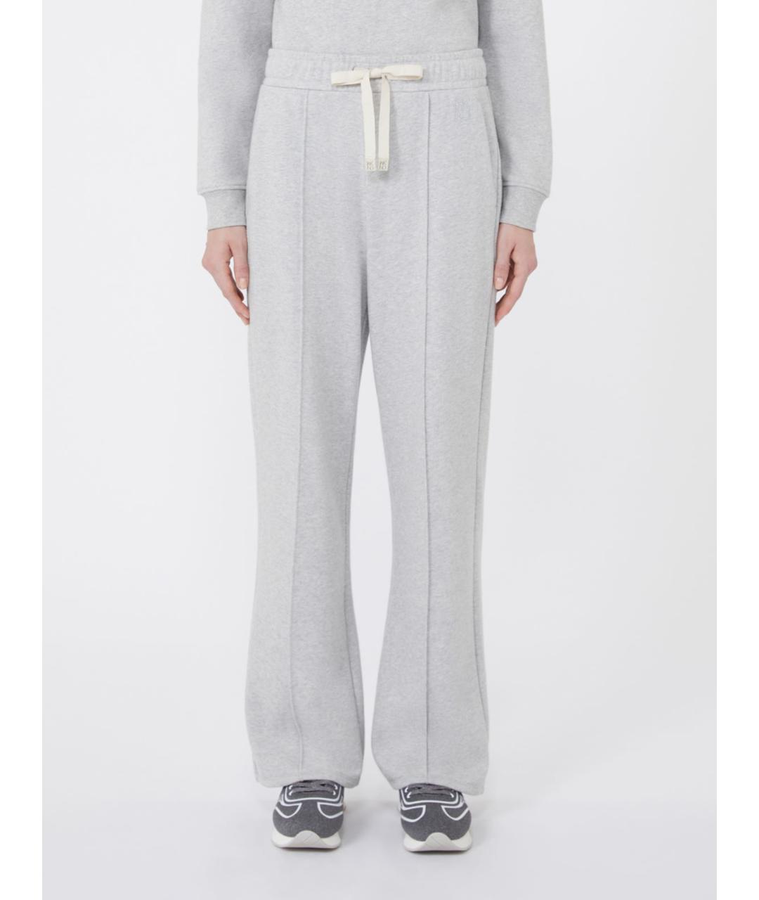 WEEKEND MAX MARA Серые хлопковые прямые брюки, фото 5