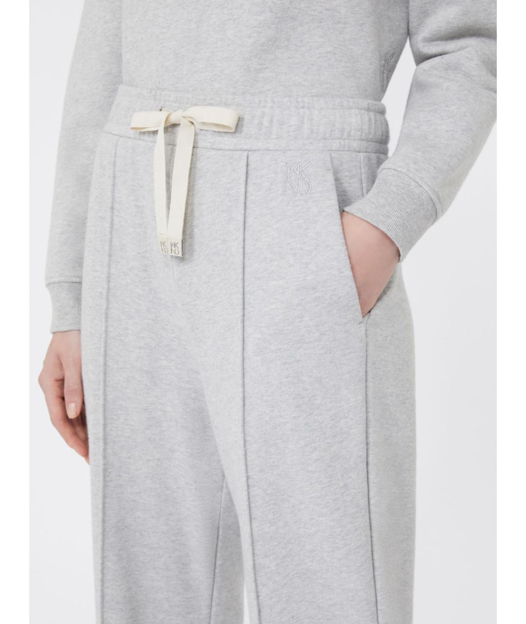 WEEKEND MAX MARA Серые хлопковые прямые брюки, фото 3
