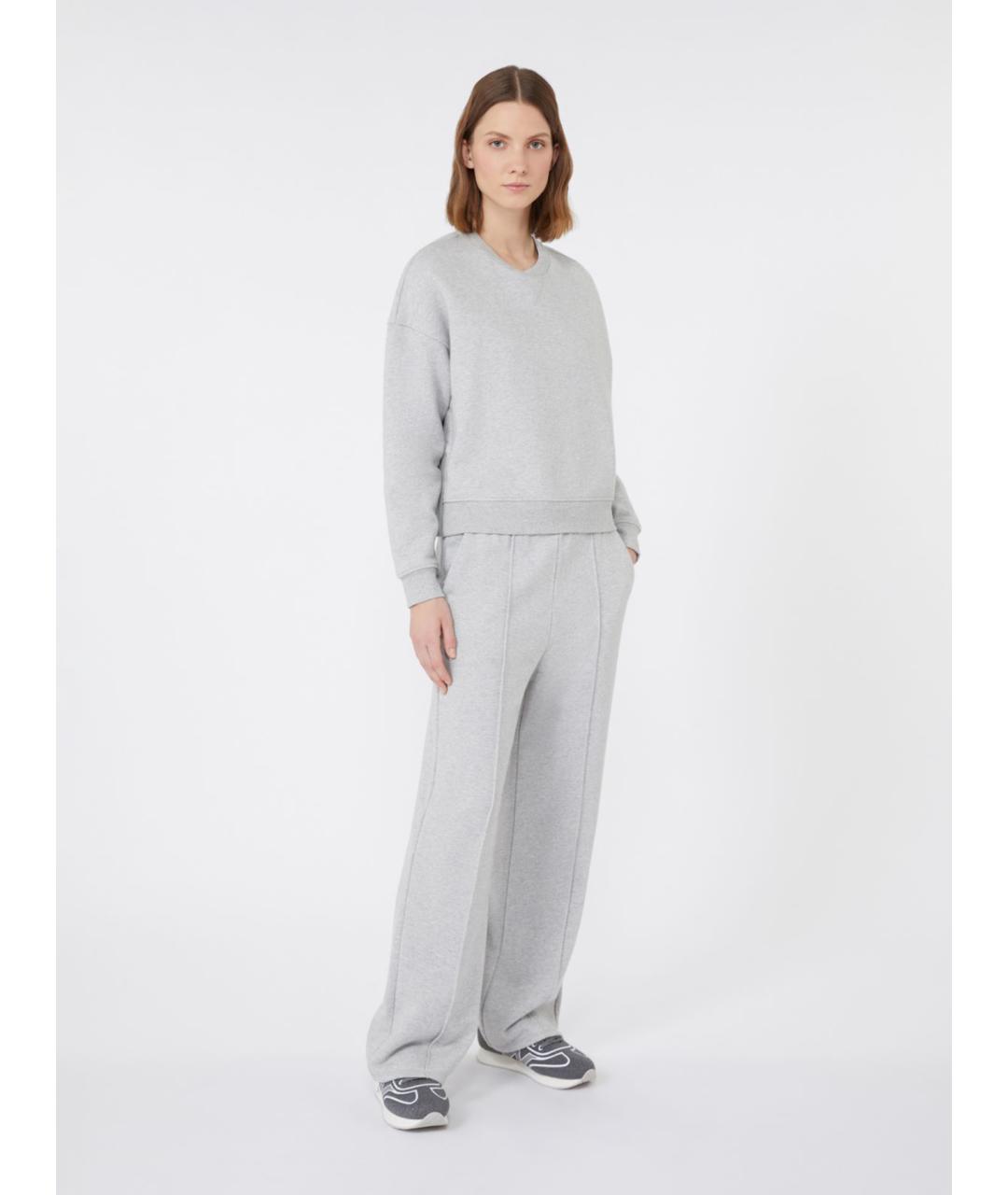 WEEKEND MAX MARA Серые хлопковые прямые брюки, фото 2