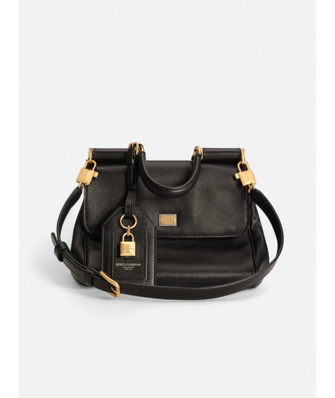 DOLCE&GABBANA Черная кожаная сумка тоут, фото 4