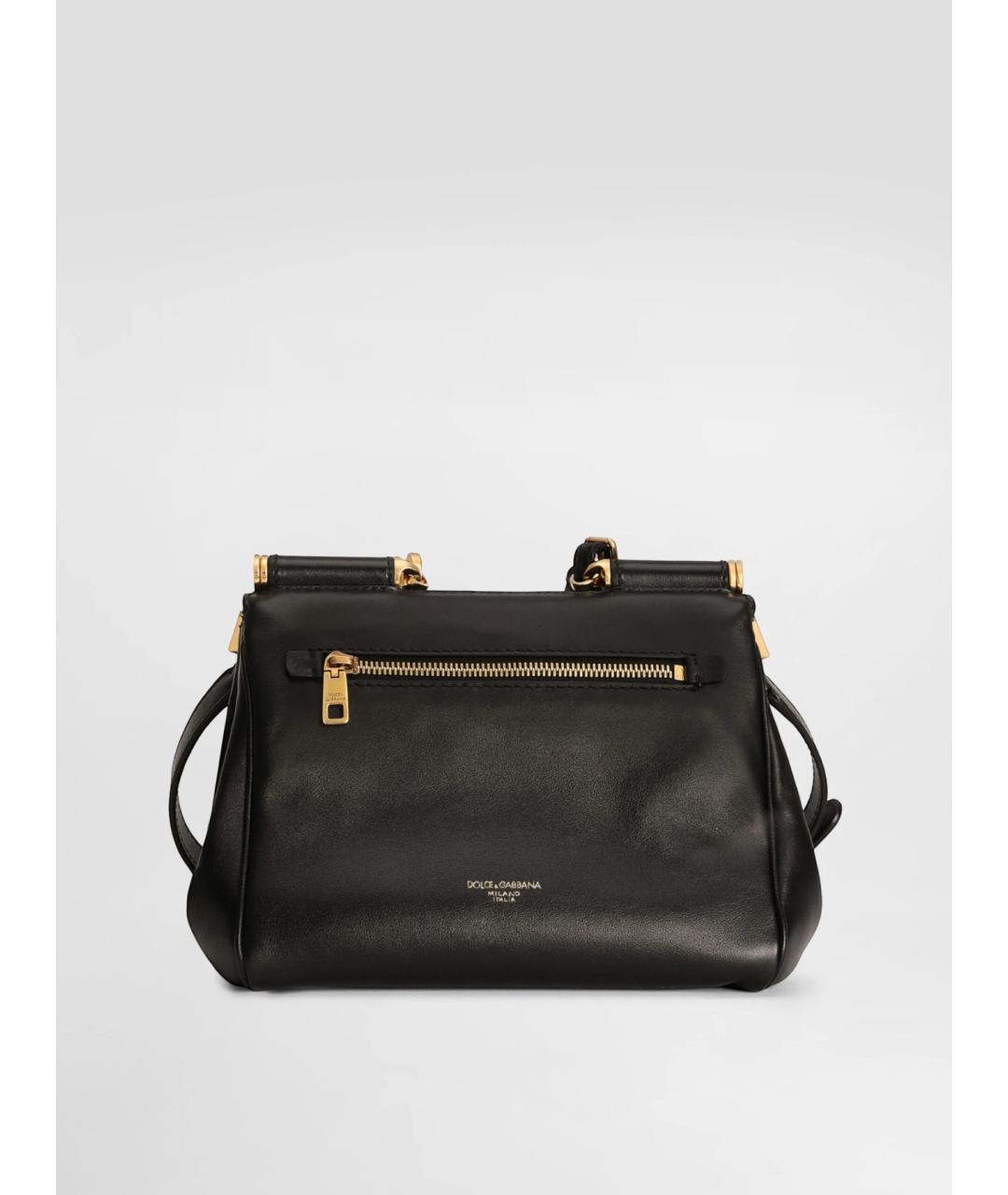 DOLCE&GABBANA Черная кожаная сумка тоут, фото 3