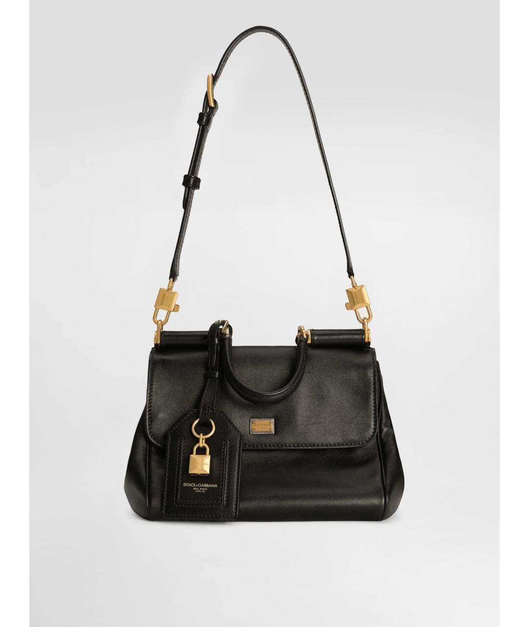 DOLCE&GABBANA Черная кожаная сумка тоут, фото 2