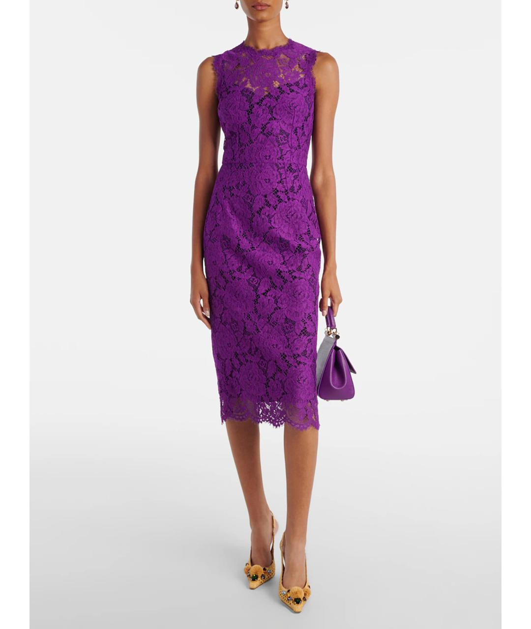 DOLCE&GABBANA Фиолетовое вискозное коктейльное платье, фото 2