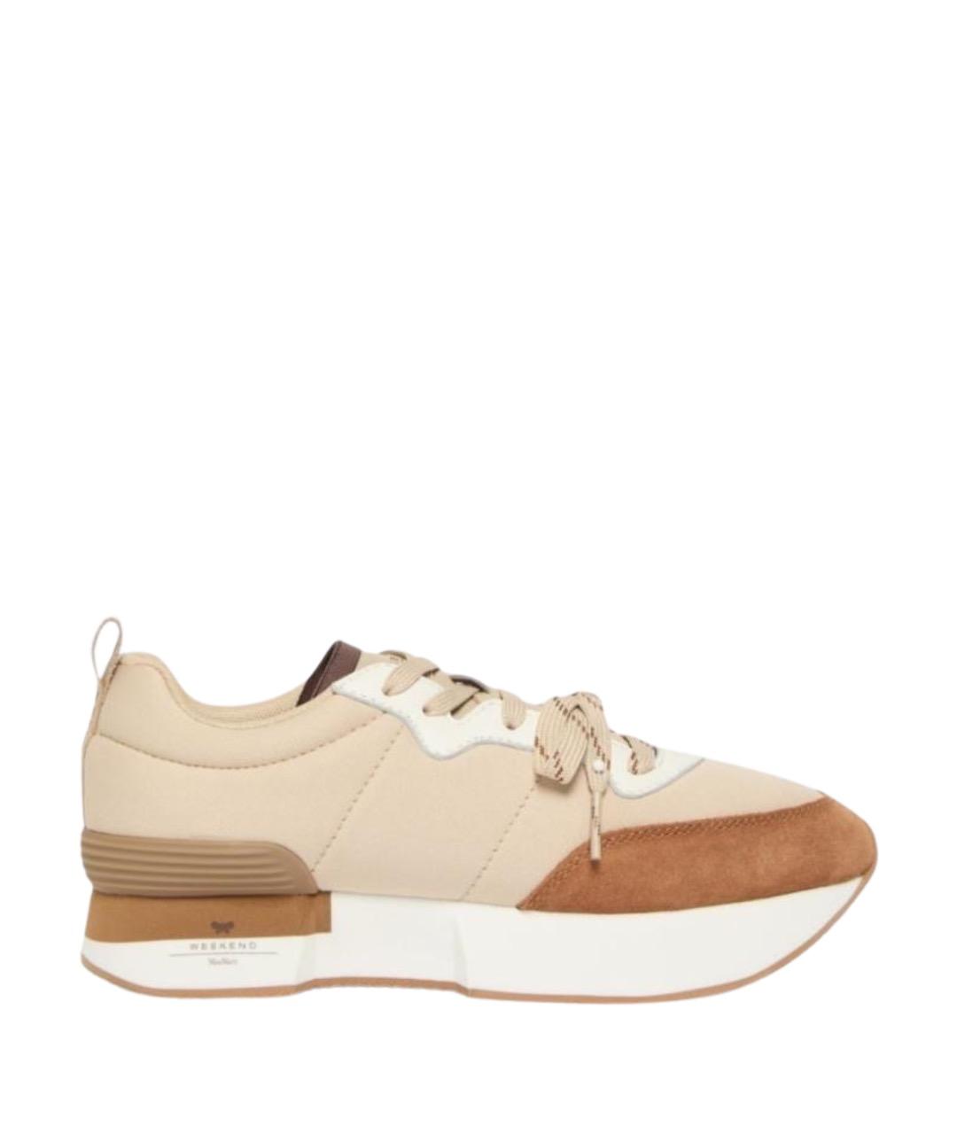 WEEKEND MAX MARA Бежевые текстильные кроссовки, фото 1