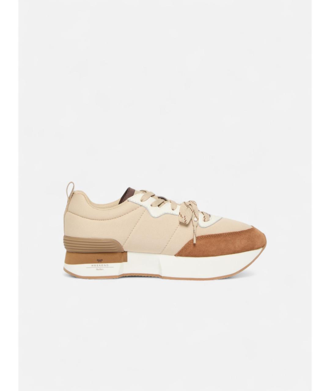 WEEKEND MAX MARA Бежевые текстильные кроссовки, фото 6