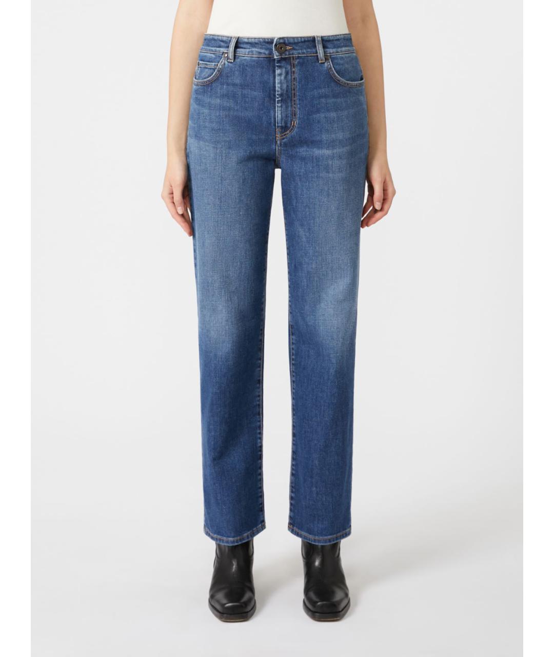WEEKEND MAX MARA Синие хлопковые прямые джинсы, фото 4