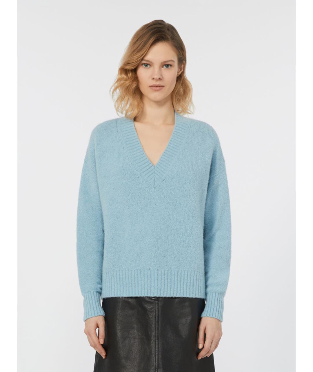 WEEKEND MAX MARA Голубой шерстяной джемпер / свитер, фото 4