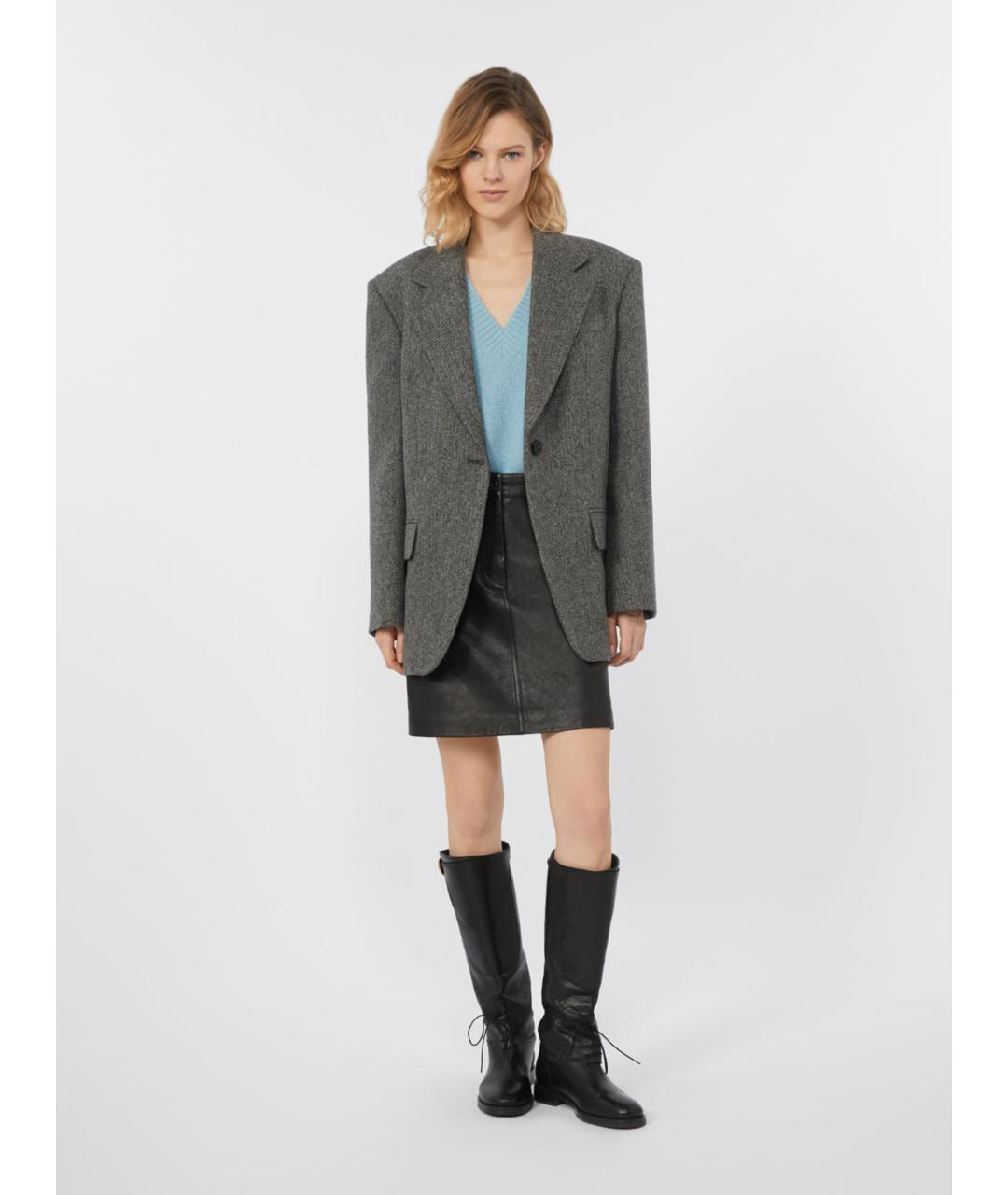 WEEKEND MAX MARA Голубой шерстяной джемпер / свитер, фото 2