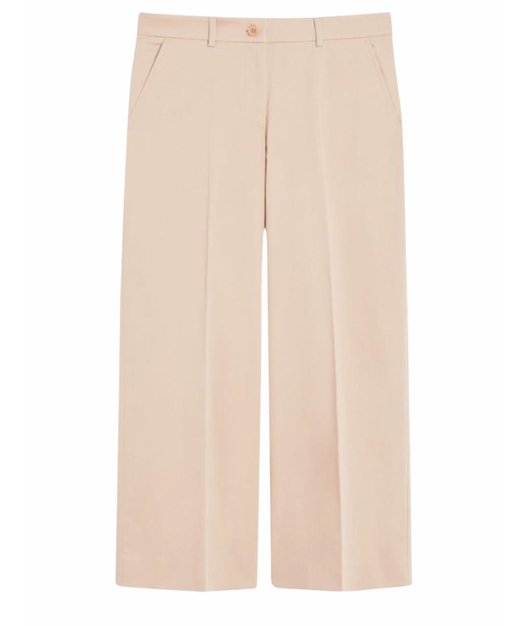 WEEKEND MAX MARA Бежевые хлопковые прямые брюки, фото 1