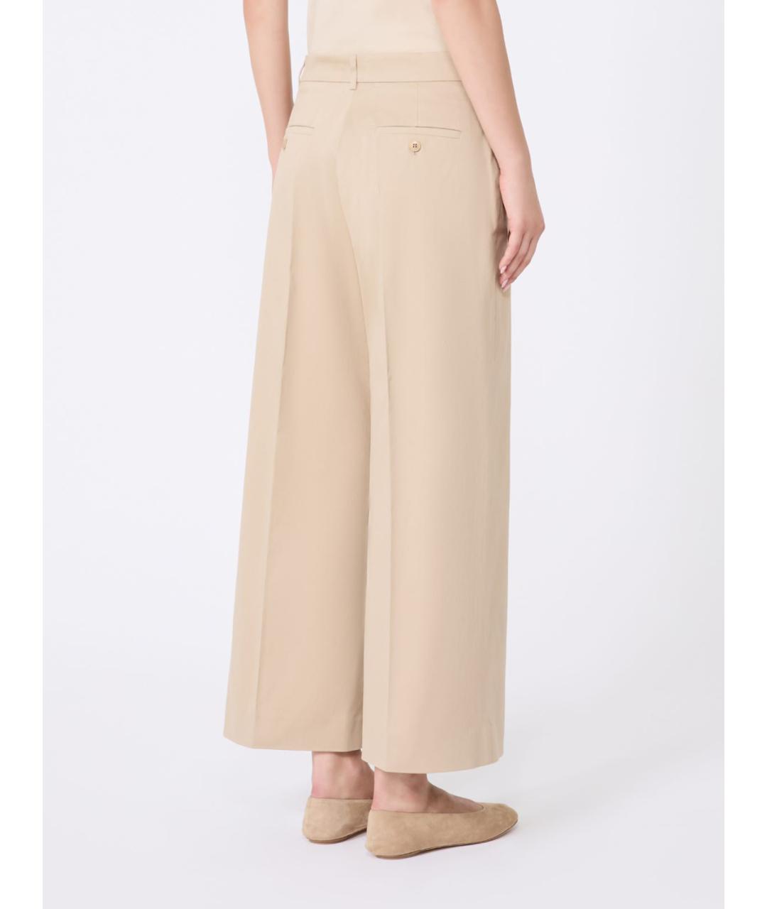 WEEKEND MAX MARA Бежевые хлопковые прямые брюки, фото 3