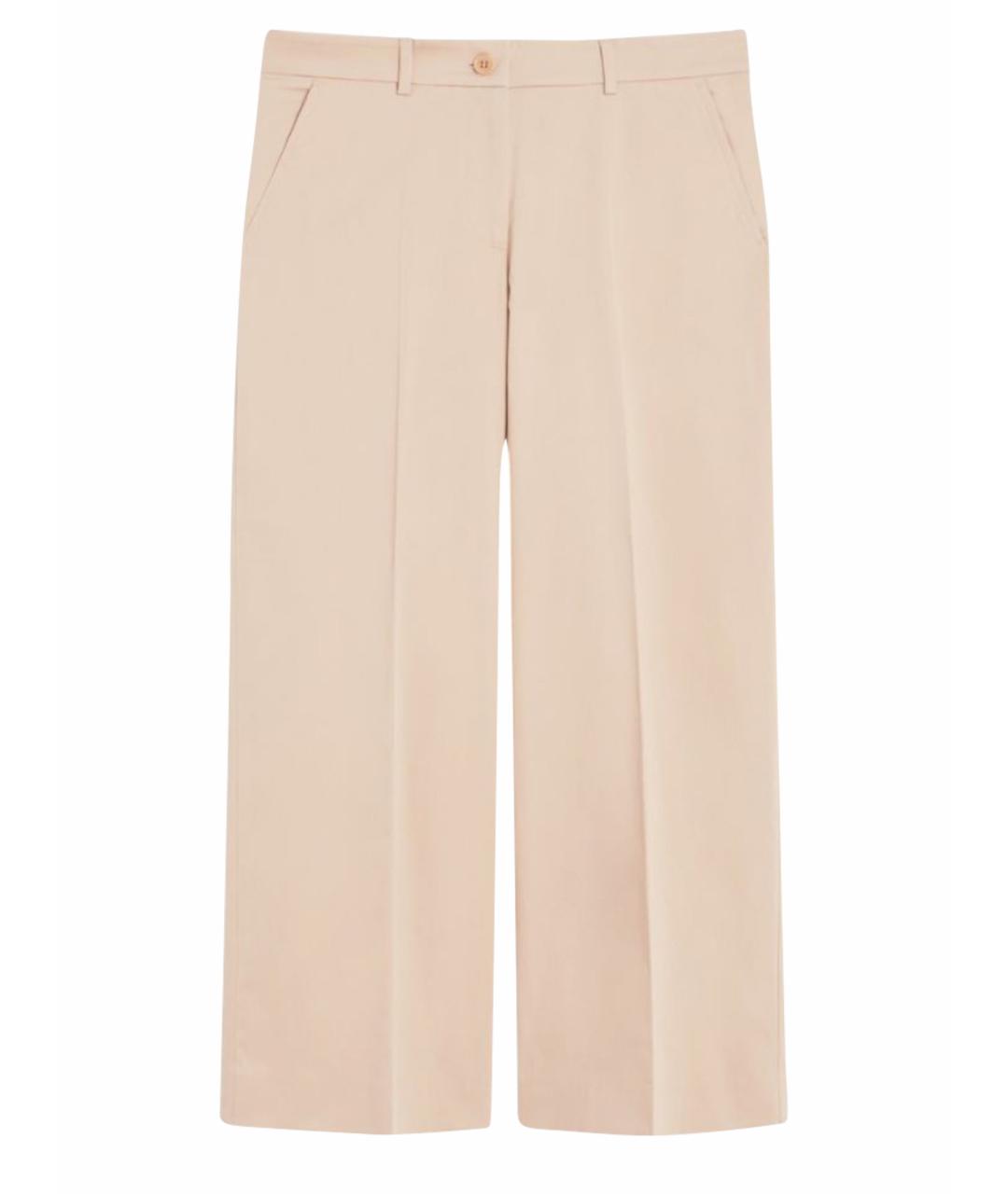 WEEKEND MAX MARA Бежевые хлопковые прямые брюки, фото 1