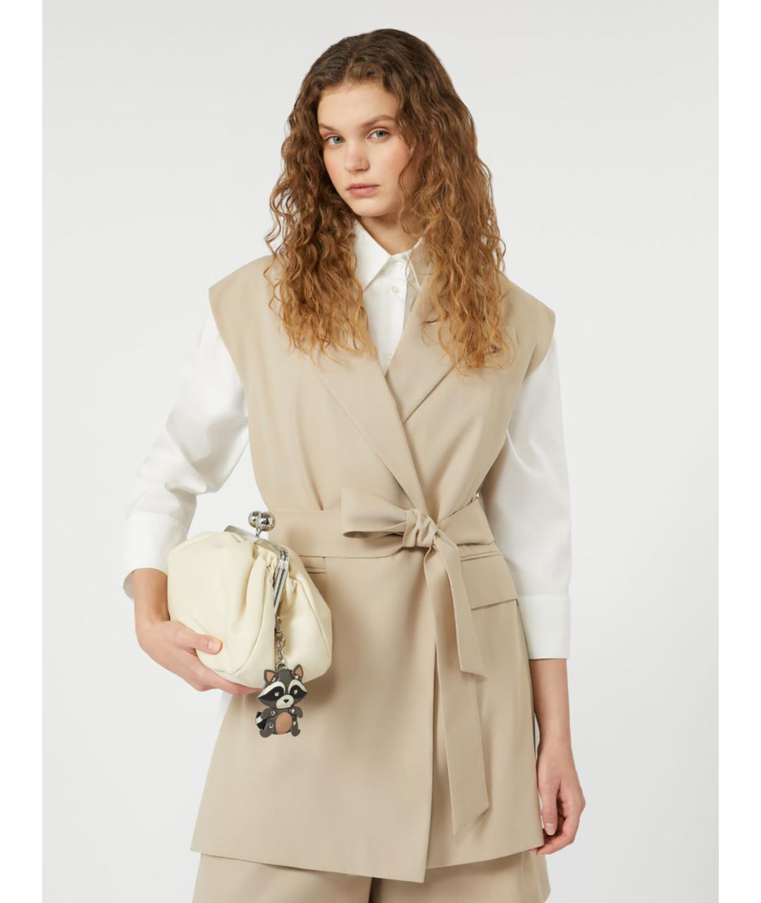 WEEKEND MAX MARA Бежевый хлопковый жилет, фото 3