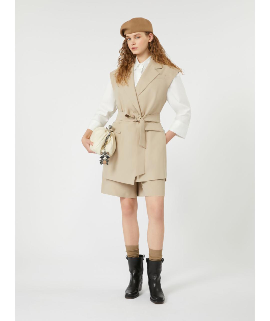 WEEKEND MAX MARA Бежевый хлопковый жилет, фото 2