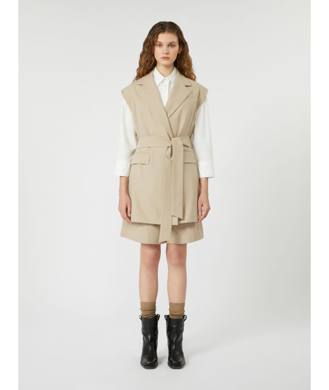 WEEKEND MAX MARA Бежевый хлопковый жилет, фото 5