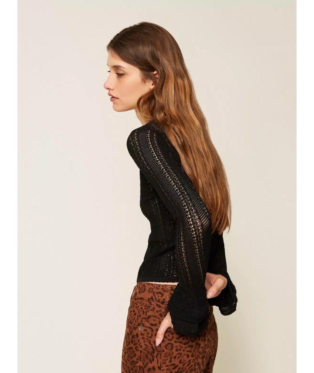 TWIN-SET Черный хлопковый джемпер / свитер, фото 2