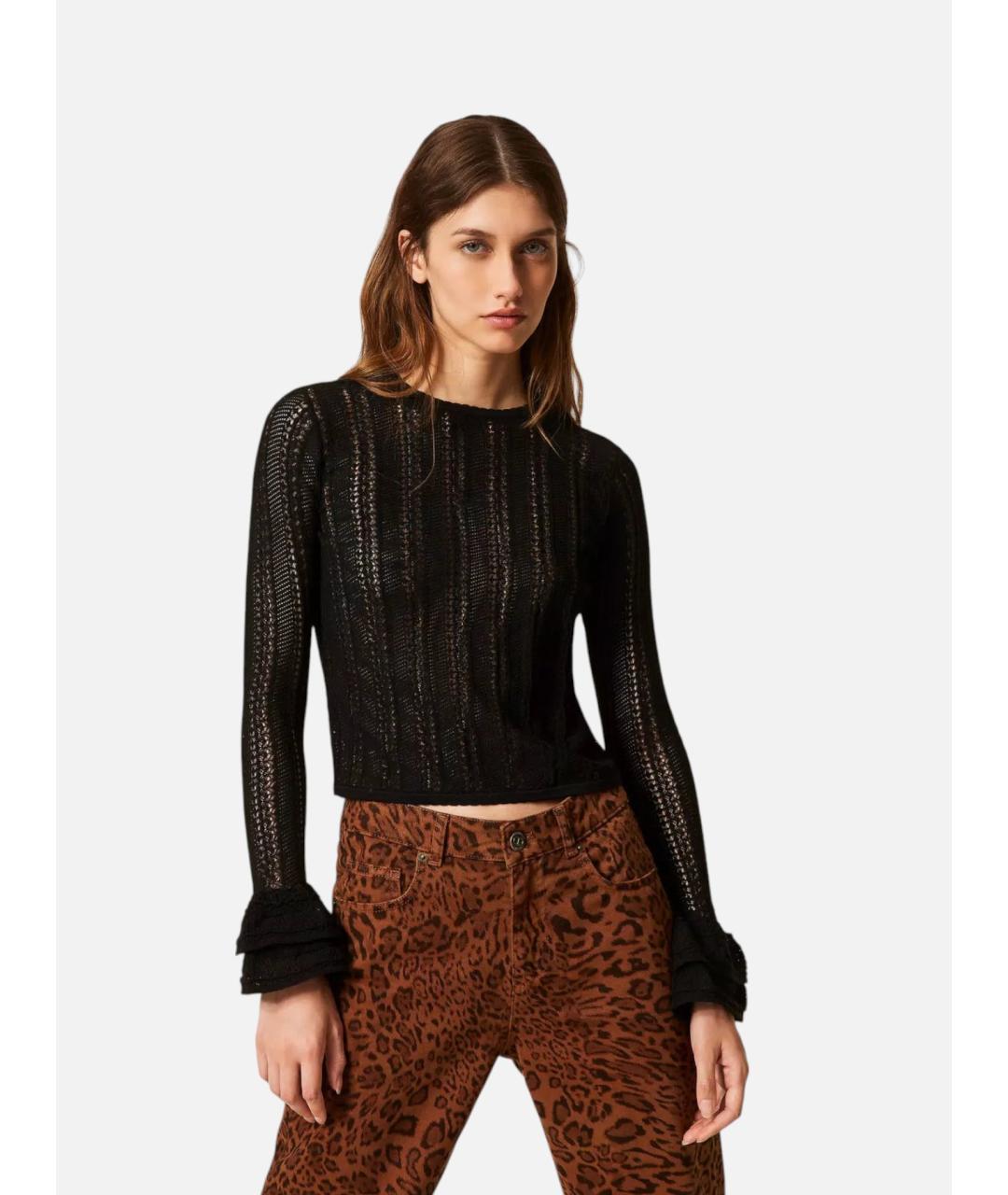 TWIN-SET Черный хлопковый джемпер / свитер, фото 5