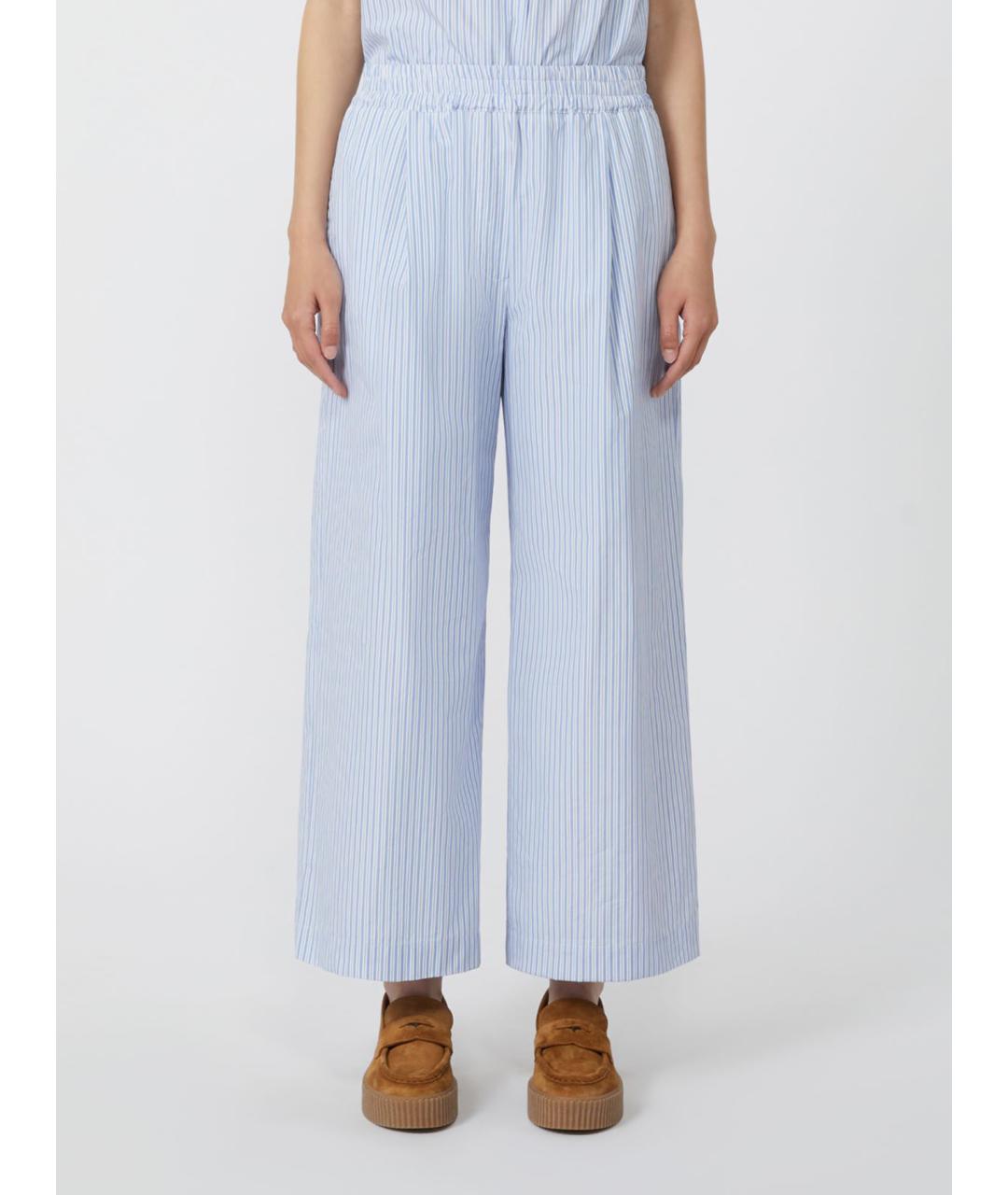 WEEKEND MAX MARA Голубые хлопковые прямые брюки, фото 4