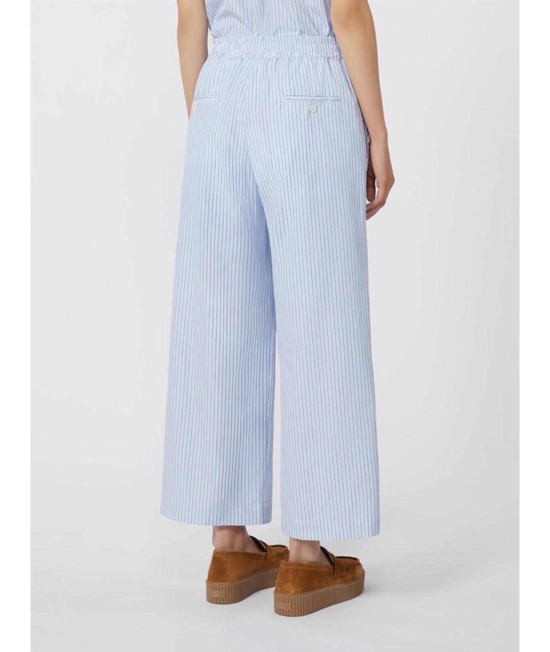 WEEKEND MAX MARA Голубые хлопковые прямые брюки, фото 3