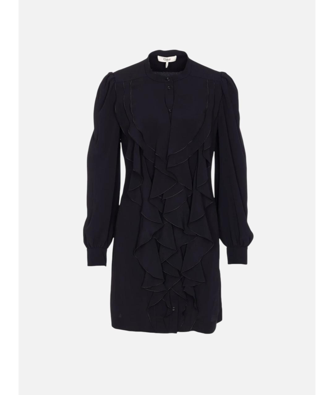 CHLOE Черное ацетатное коктейльное платье, фото 3