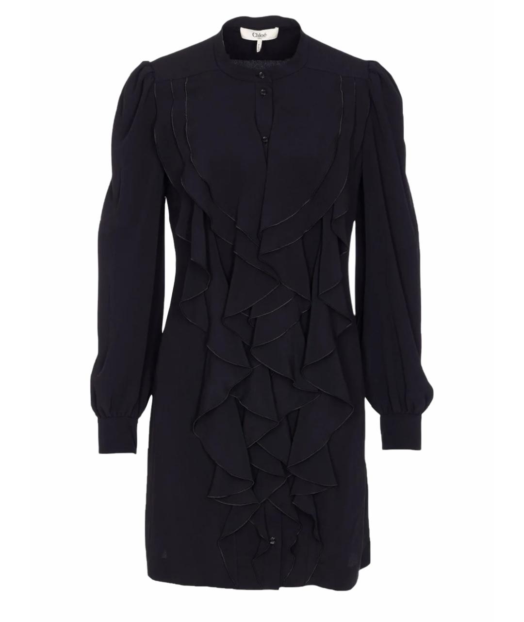 CHLOE Черное ацетатное коктейльное платье, фото 1