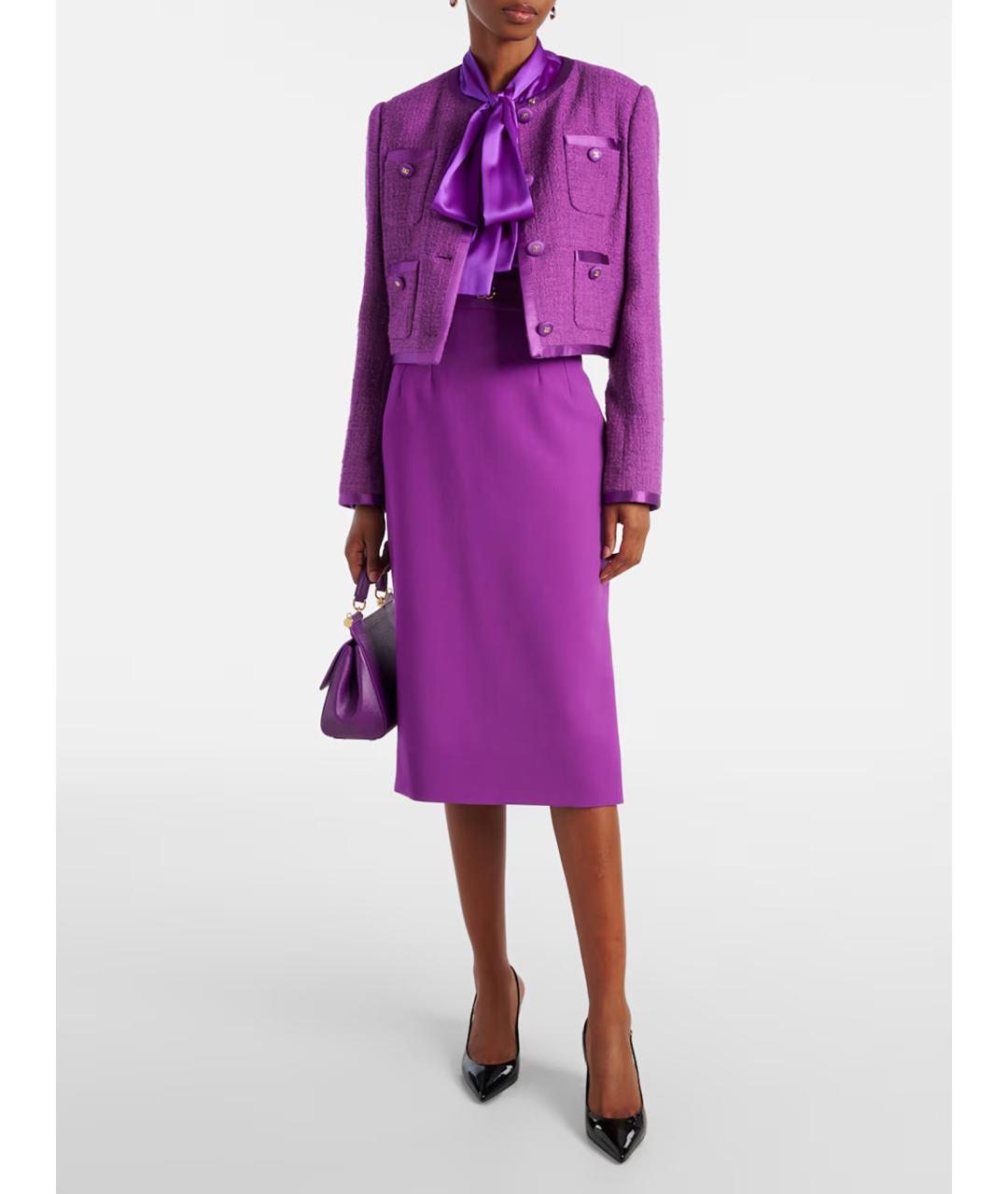 DOLCE&GABBANA Фиолетовая шерстяная юбка миди, фото 2