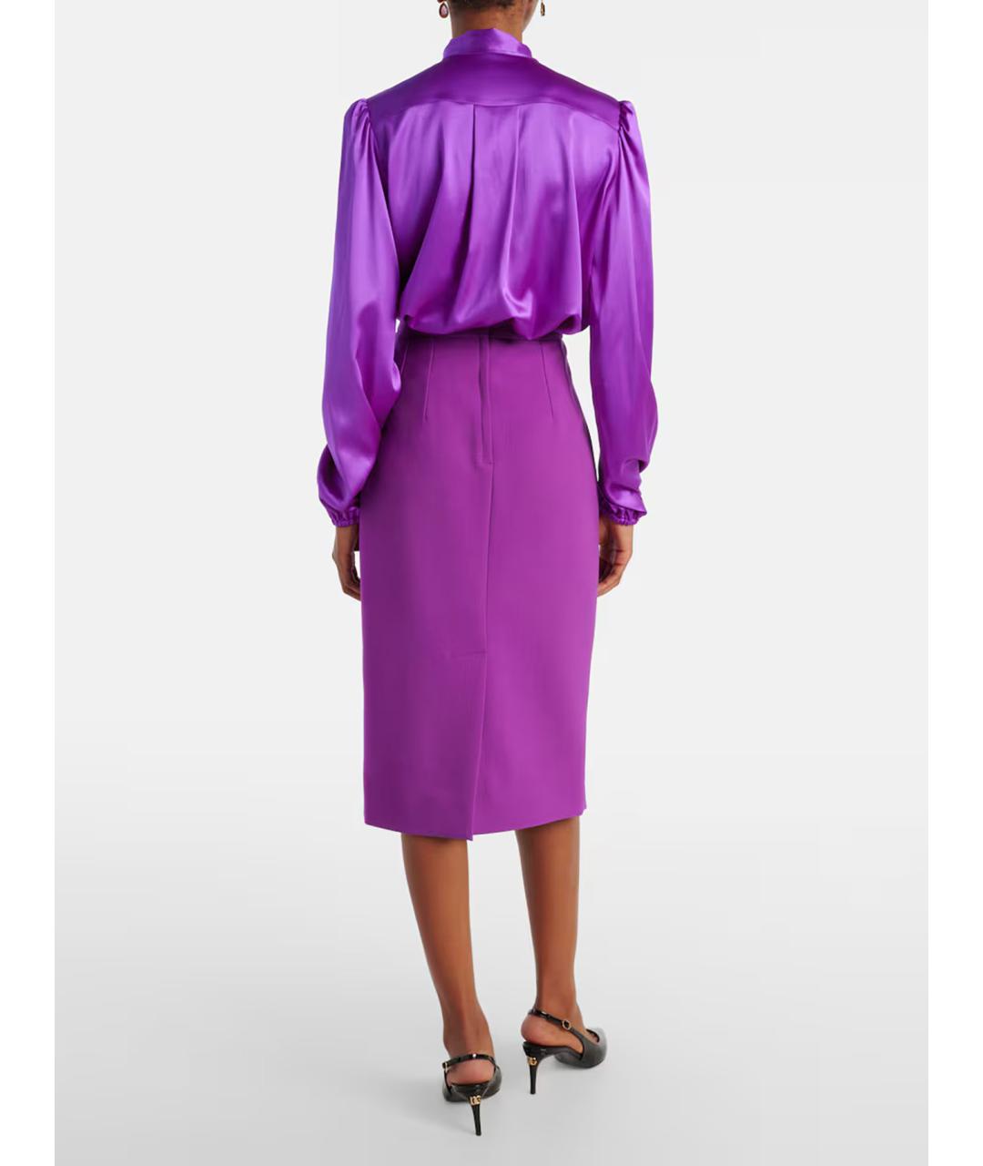 DOLCE&GABBANA Фиолетовая шерстяная юбка миди, фото 3