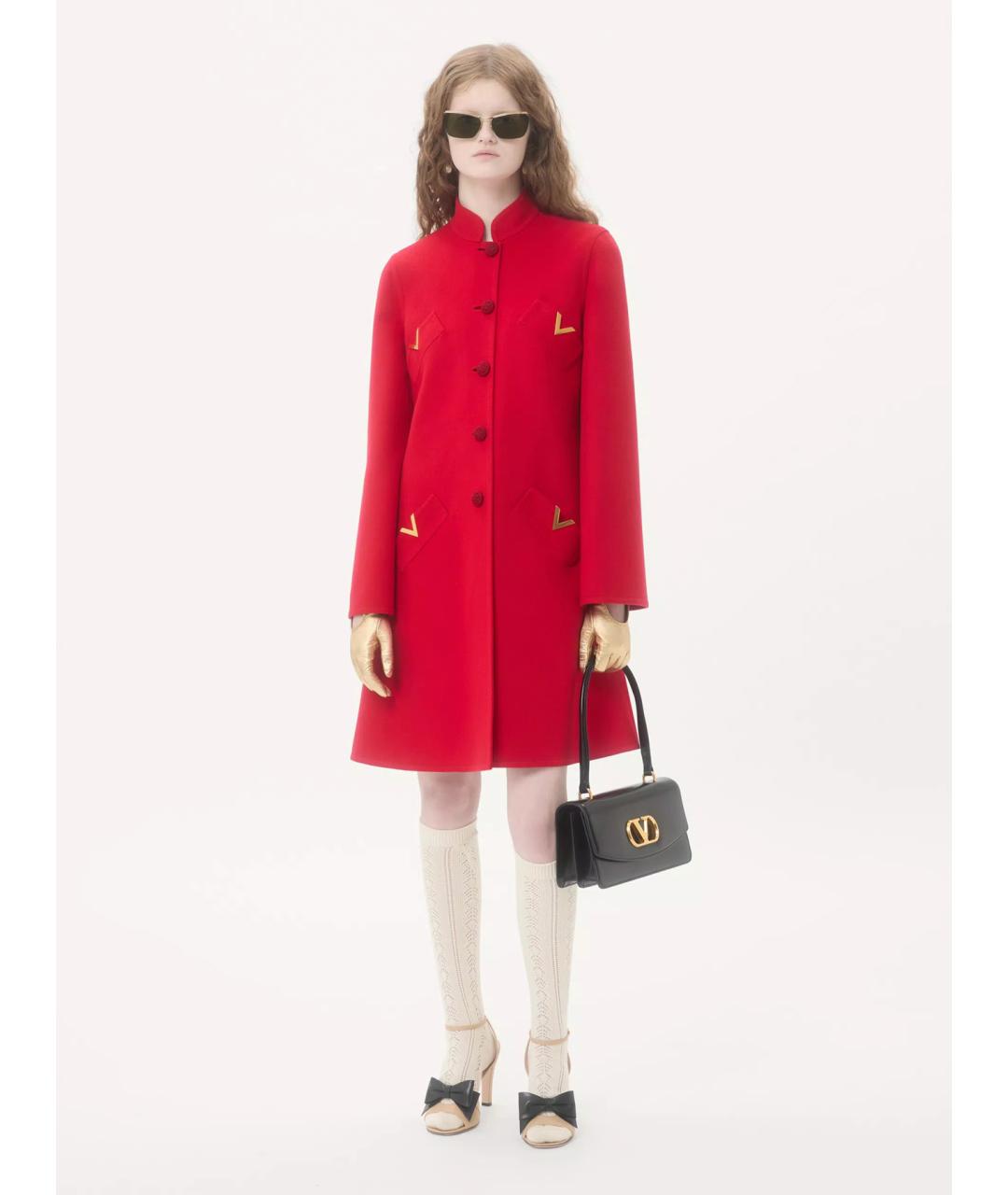 VALENTINO Красное шерстяное пальто, фото 2