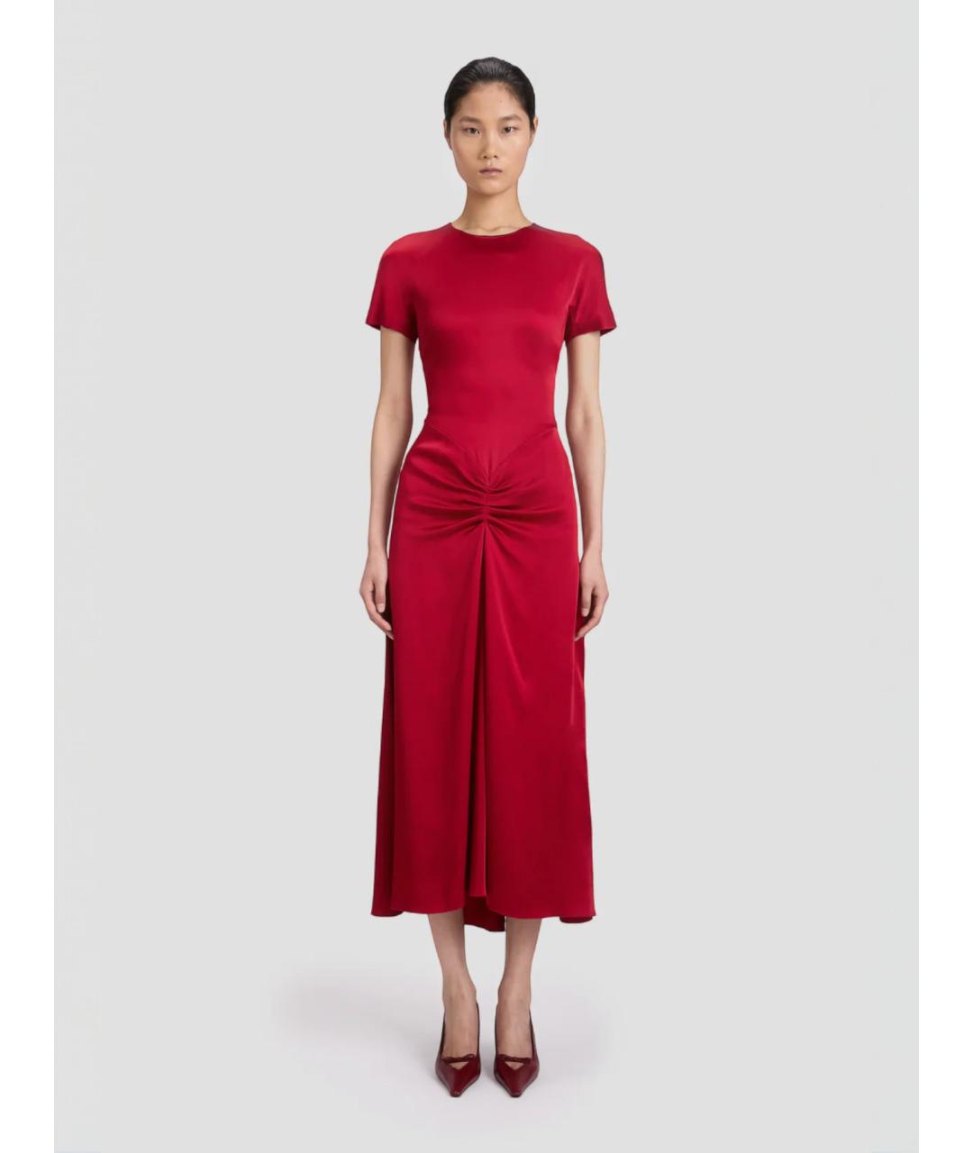 VICTORIA BECKHAM Красное ацетатное коктейльное платье, фото 2