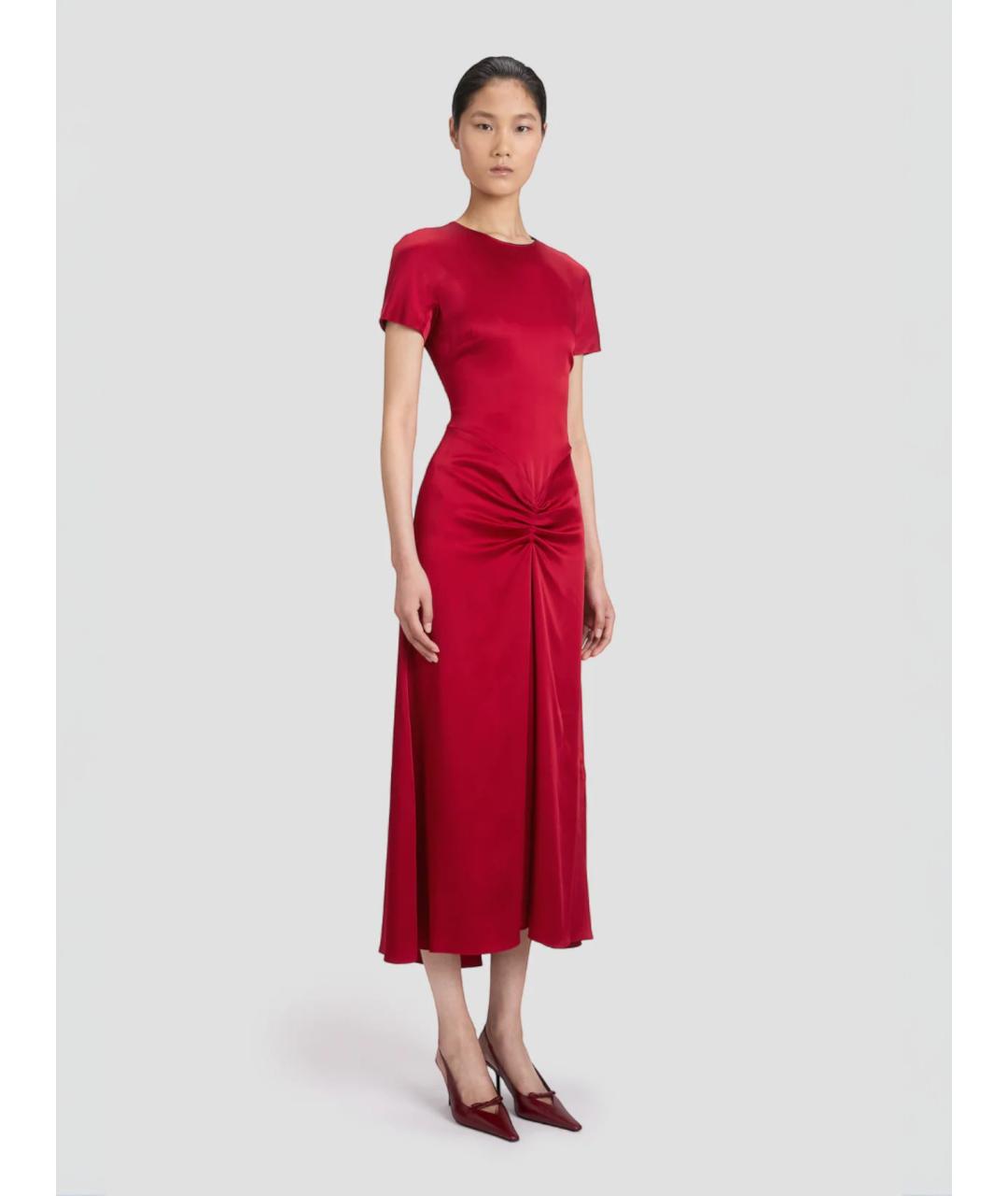 VICTORIA BECKHAM Красное ацетатное коктейльное платье, фото 3