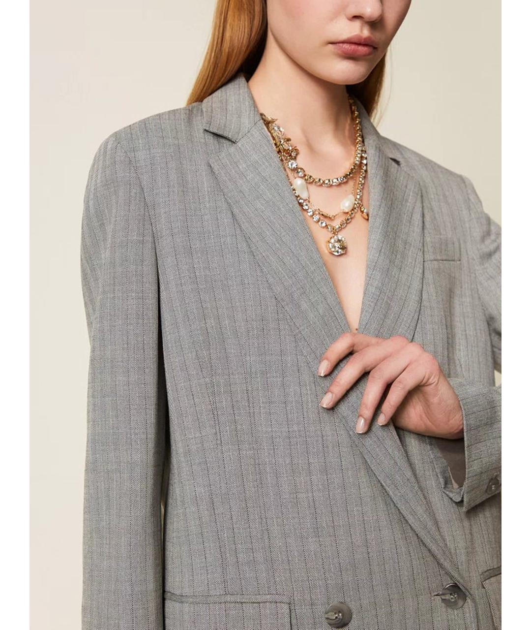 TWIN-SET Серый полиэстеровый жакет/пиджак, фото 6