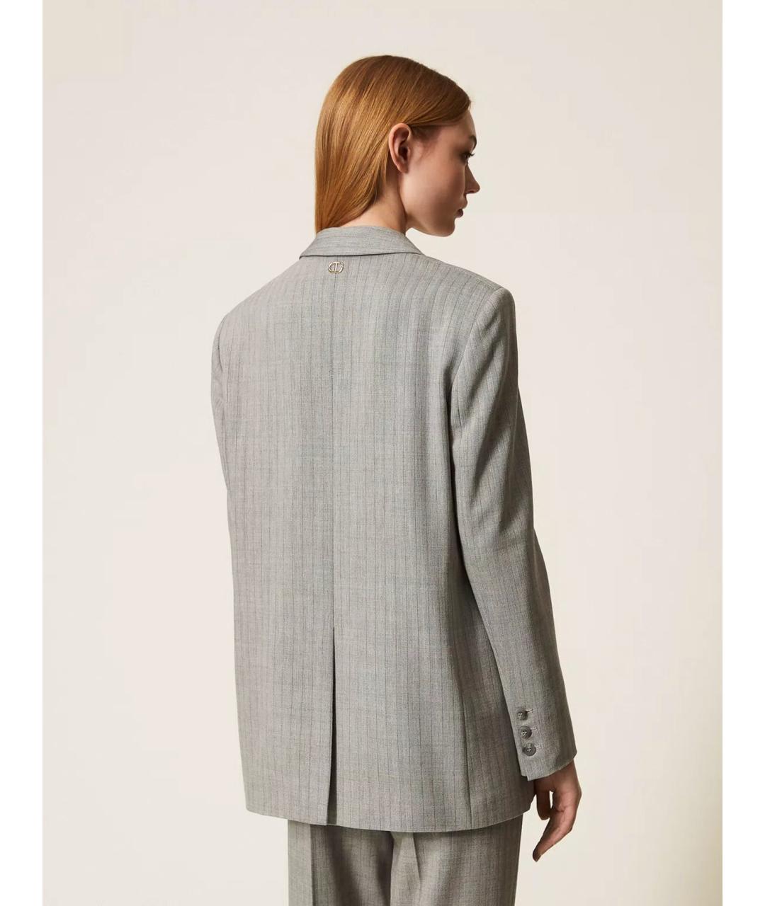 TWIN-SET Серый полиэстеровый жакет/пиджак, фото 5