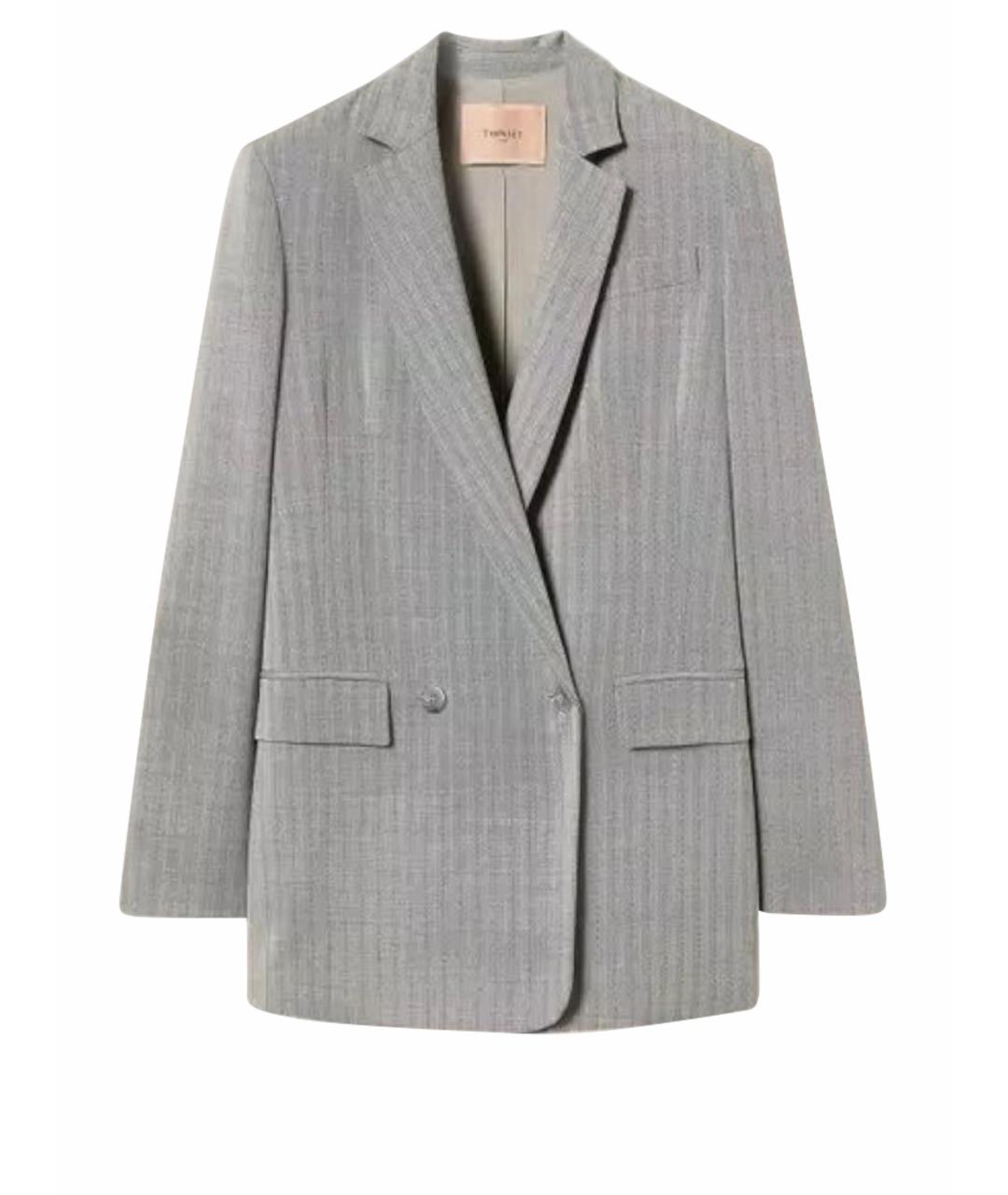TWIN-SET Серый полиэстеровый жакет/пиджак, фото 1