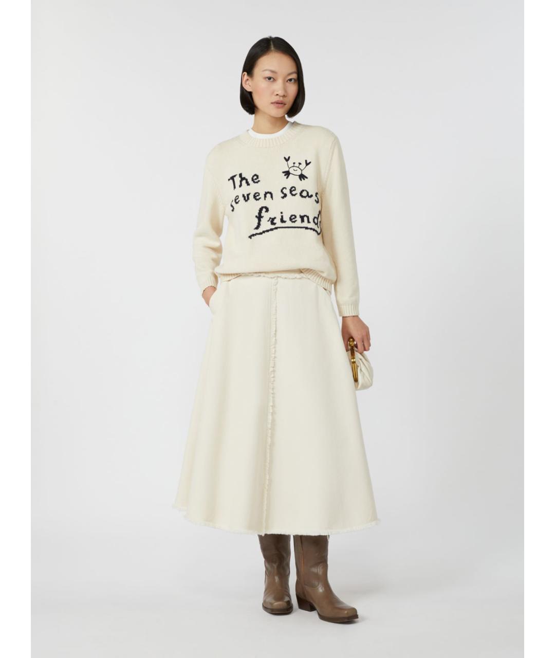 WEEKEND MAX MARA Белый хлопковый джемпер / свитер, фото 2