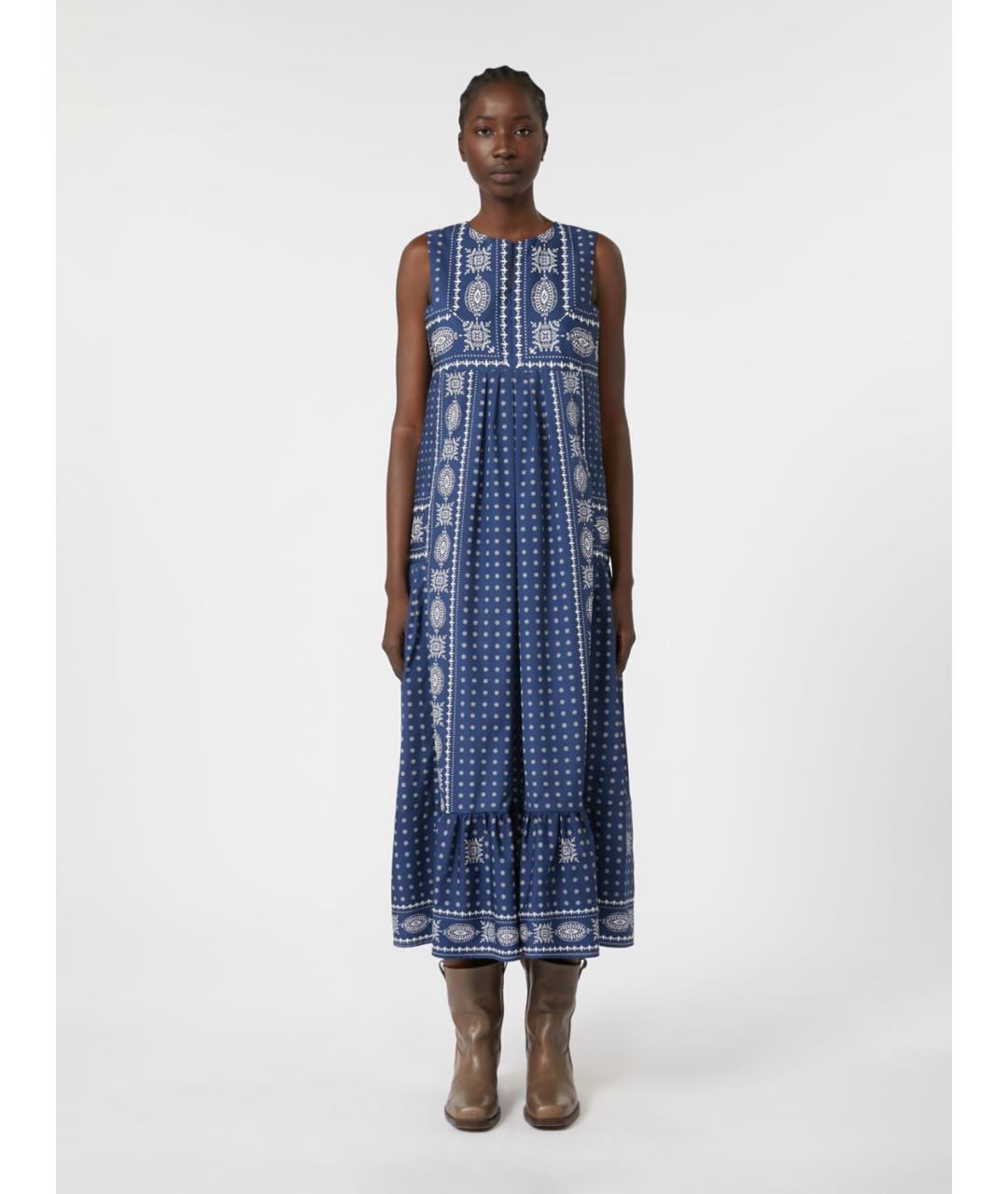 WEEKEND MAX MARA Синий хлопковый сарафан, фото 4