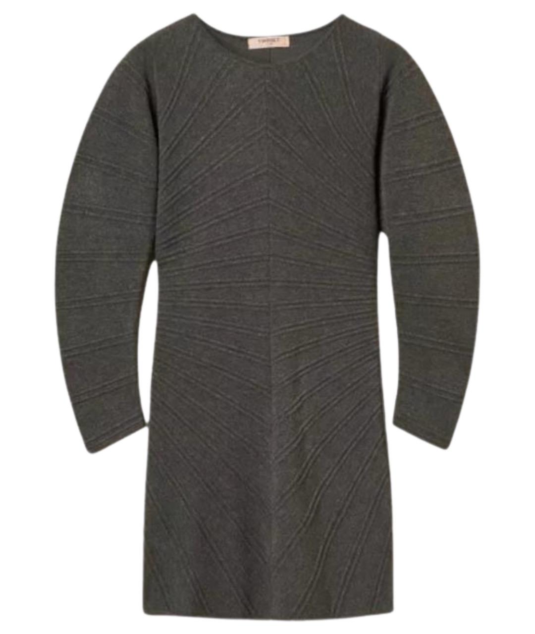 TWIN-SET Серое вискозное повседневное платье, фото 1