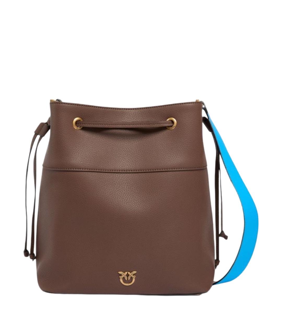 PINKO Коричневая кожаная сумка через плечо, фото 1