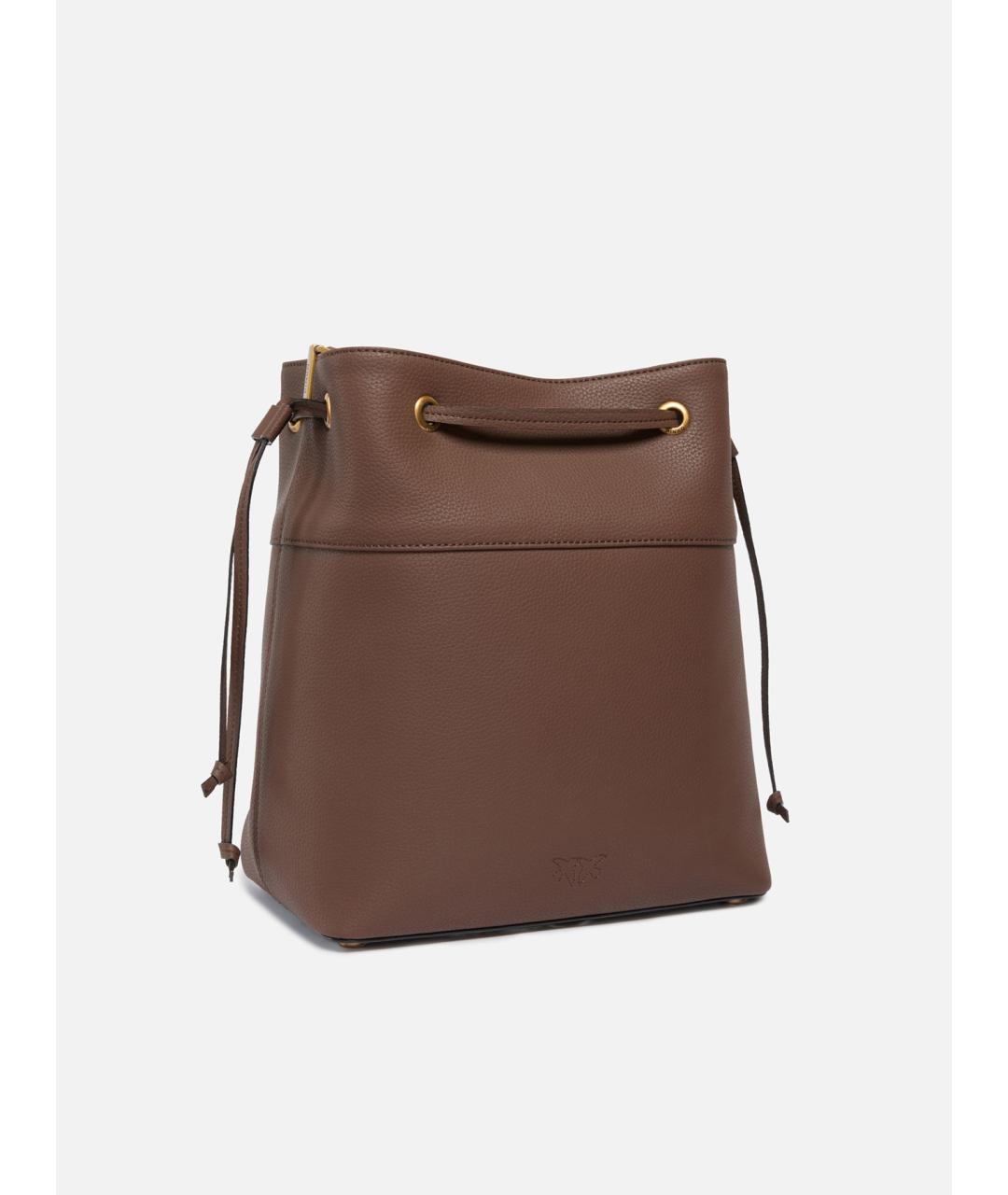 PINKO Коричневая кожаная сумка через плечо, фото 4