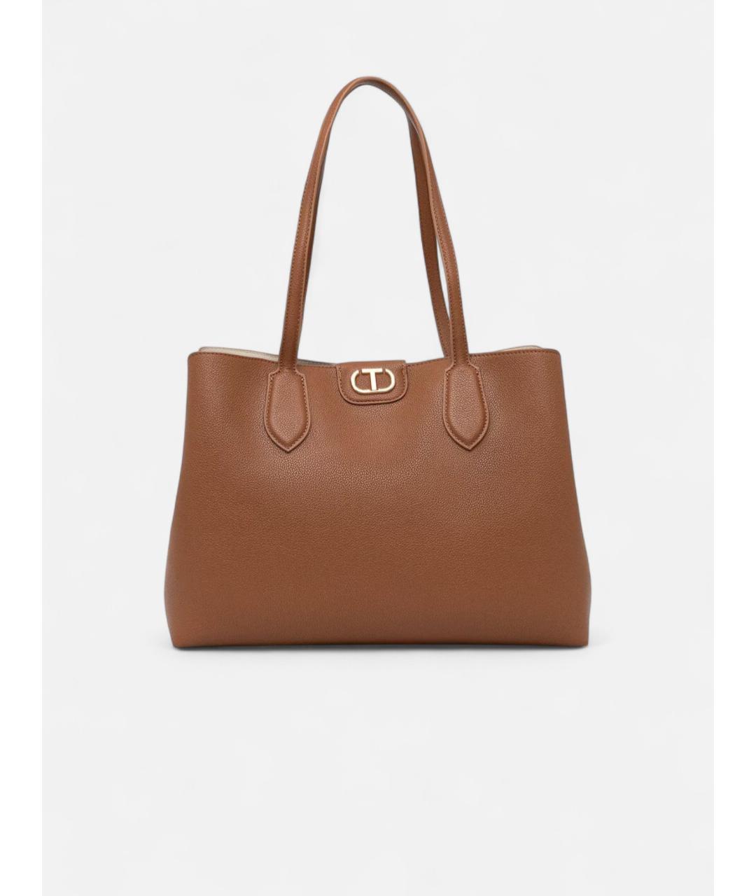 TWIN-SET Бежевая сумка тоут из искусственной кожи, фото 6