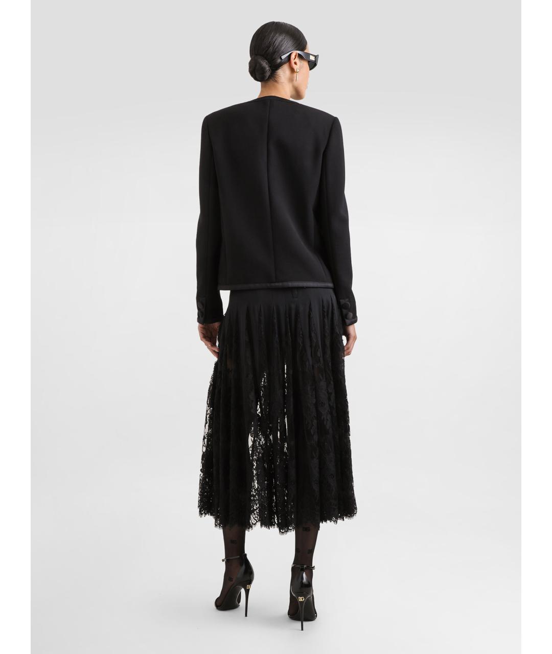 DOLCE&GABBANA Черная хлопковая юбка миди, фото 4
