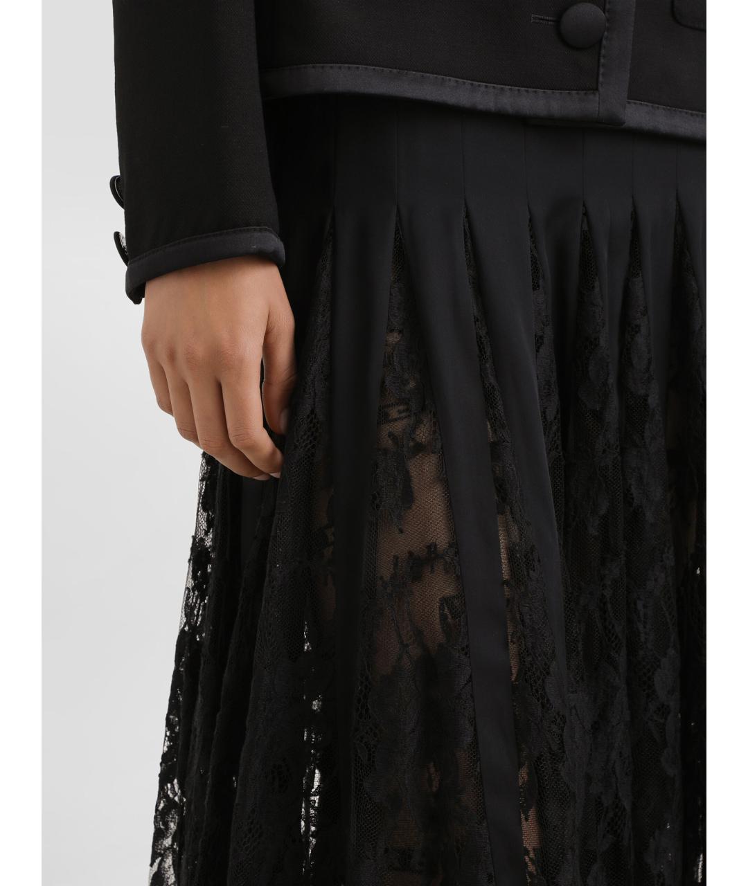 DOLCE&GABBANA Черная хлопковая юбка миди, фото 3