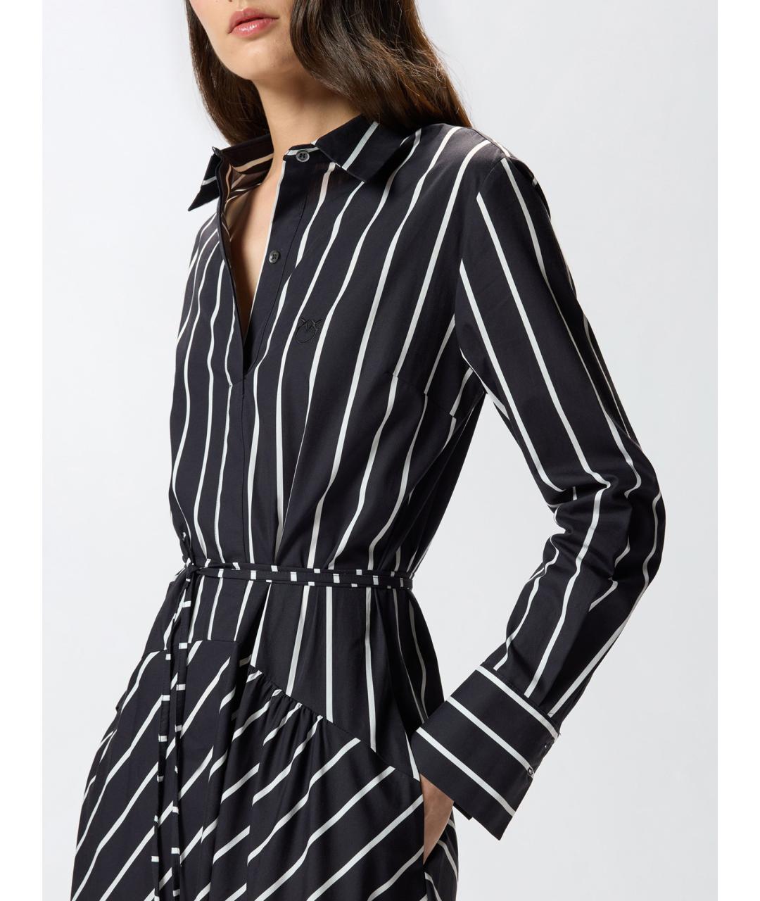 PINKO Черное хлопковое повседневное платье, фото 5