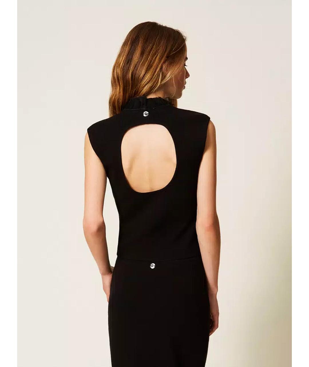 TWIN-SET Черная вискозная жилетка, фото 5