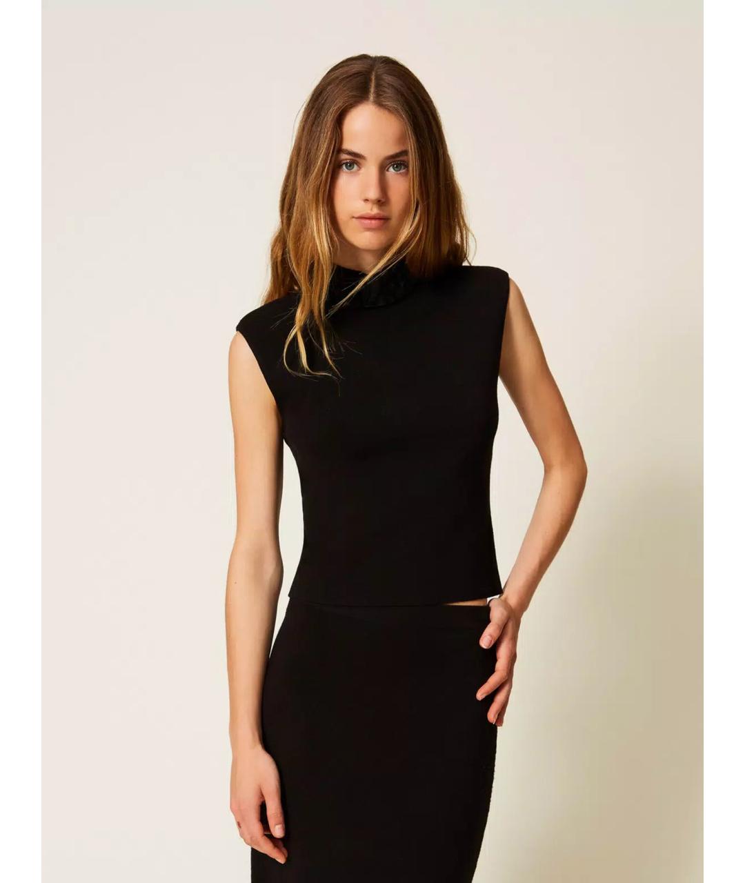 TWIN-SET Черная вискозная жилетка, фото 3