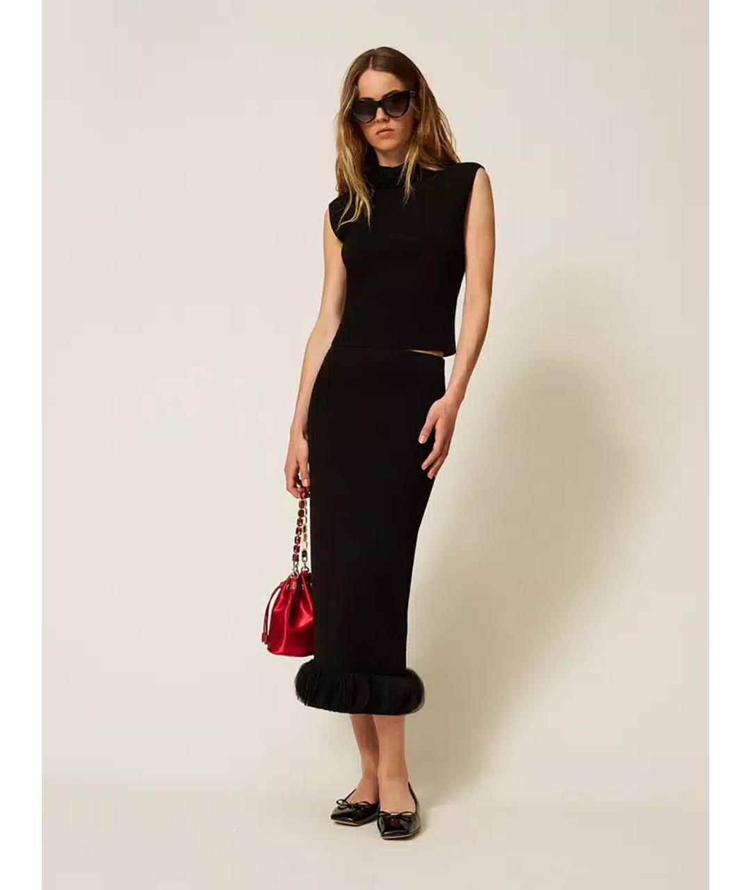 TWIN-SET Черная вискозная жилетка, фото 2