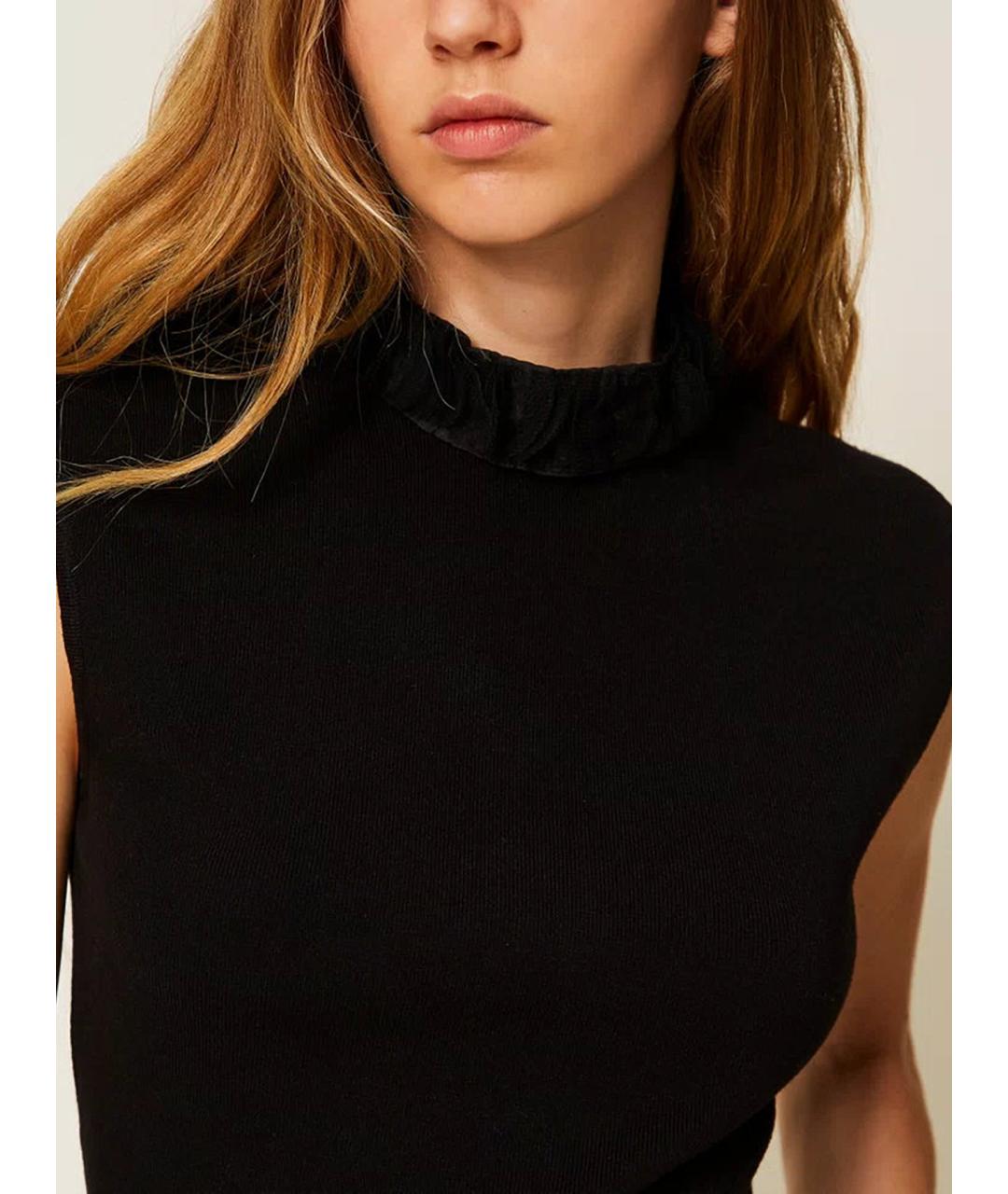 TWIN-SET Черная вискозная футболка, фото 6