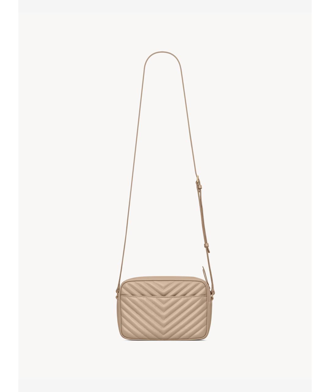 SAINT LAURENT Бежевая кожаная сумка через плечо, фото 3