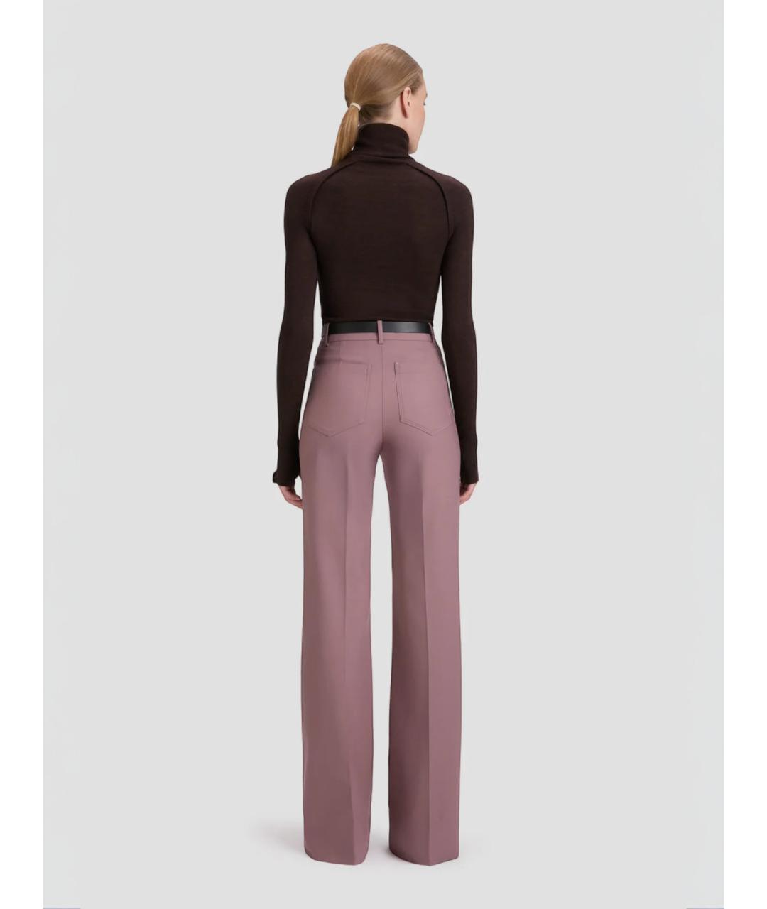 VICTORIA BECKHAM Розовые полиэстеровые прямые брюки, фото 4