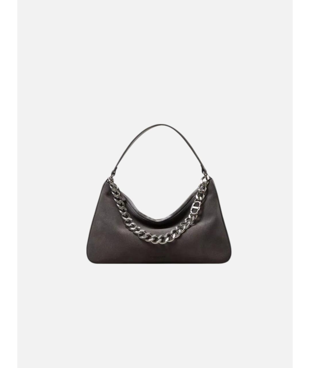 TWIN-SET Серая замшевая сумка через плечо, фото 6