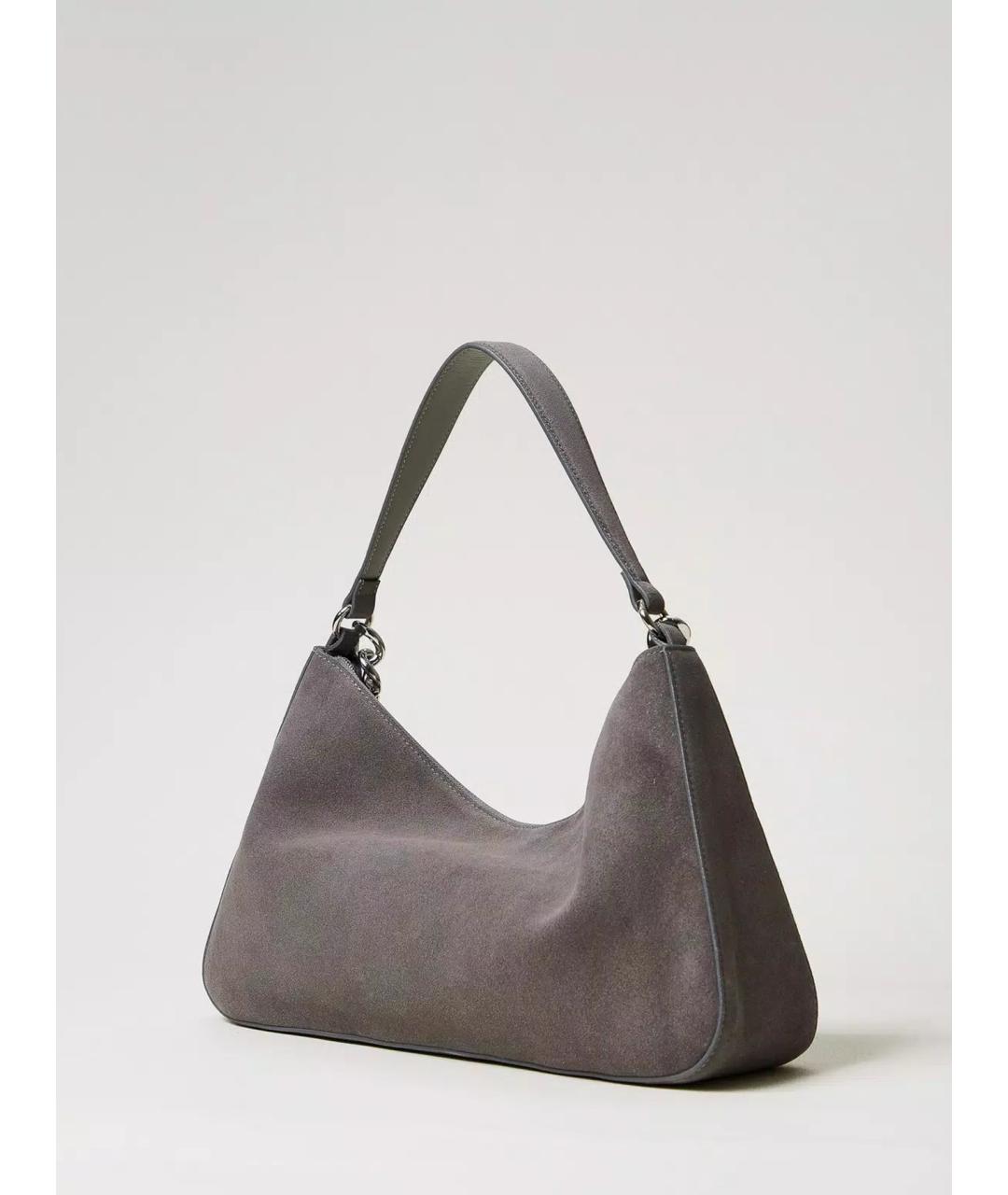 TWIN-SET Серая замшевая сумка через плечо, фото 4